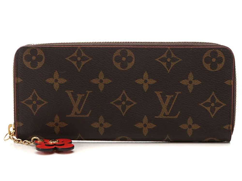 LOUIS VUITTON Portefeuille Clemence Flower Charm Monogram Coquelicot Red